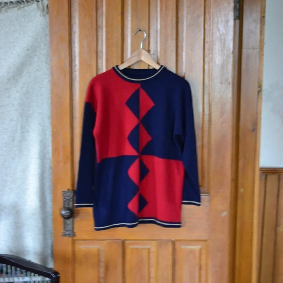 Vtg  Geometric Sweater - Picture 1 of 8
